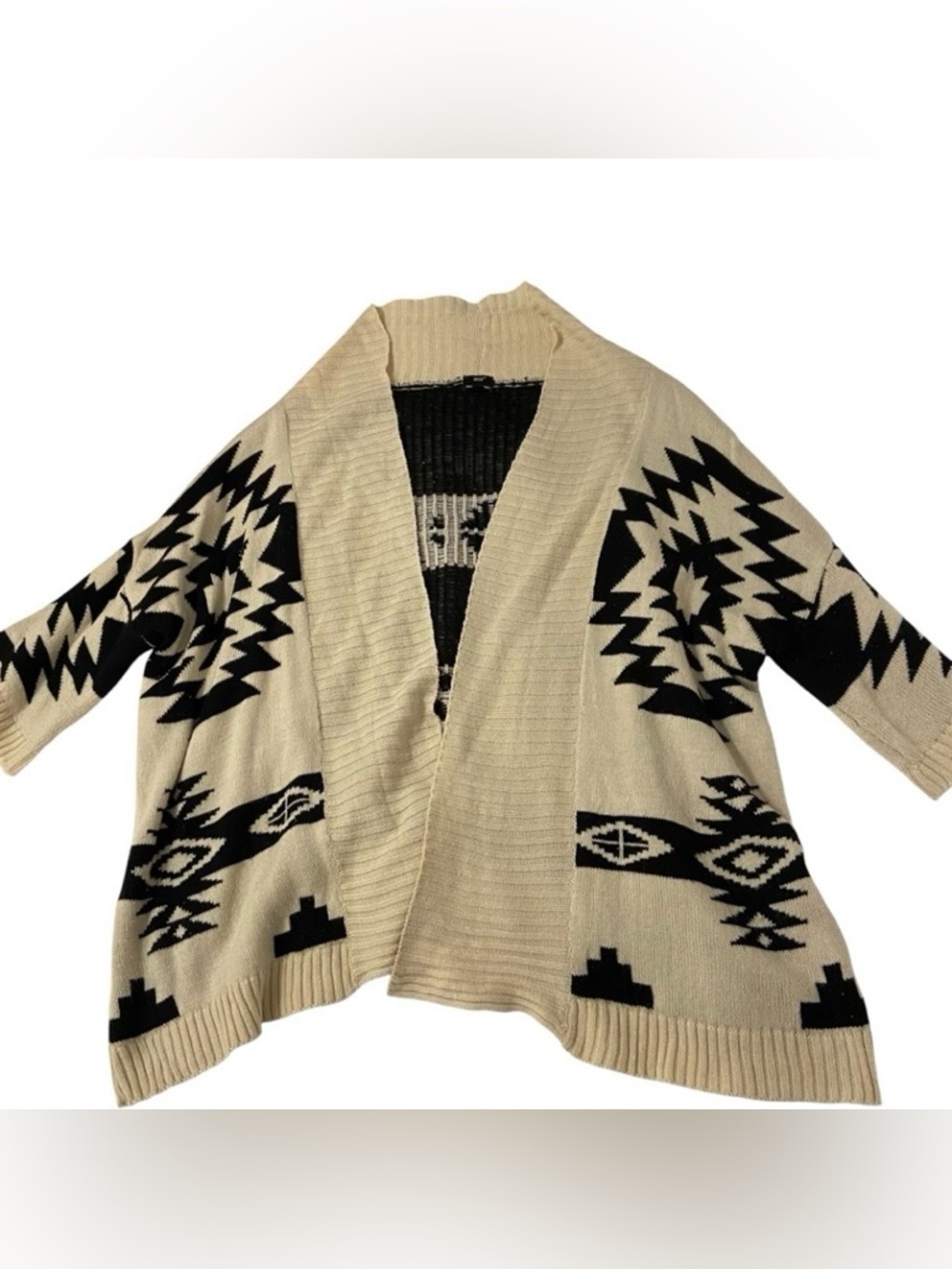 IRIS LA Cardigan Medium Western Boho Southwest Aztec Cozy Open Front Knit